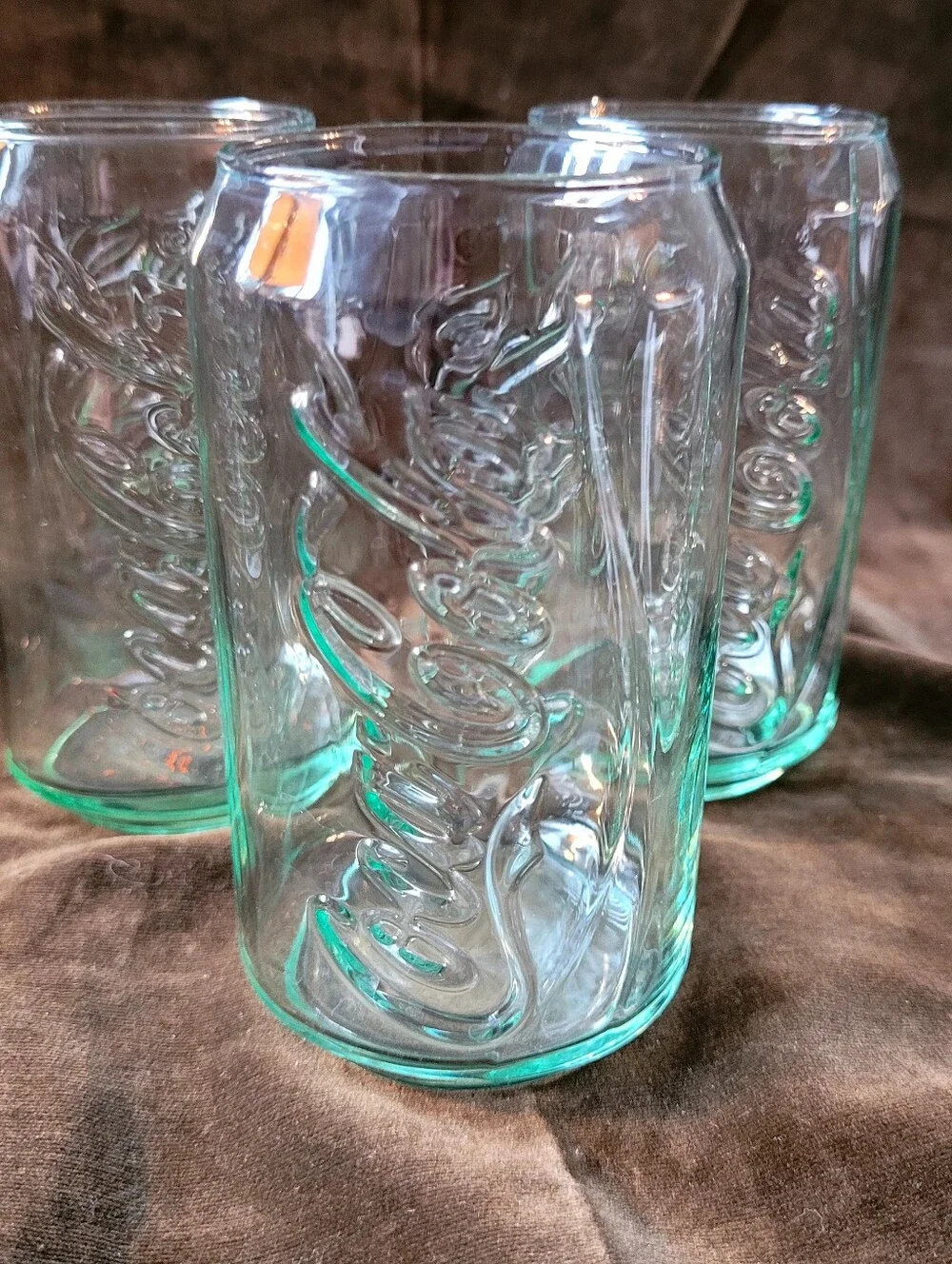 Coca-Cola Embossed Glass Tumbler in Aqua Green